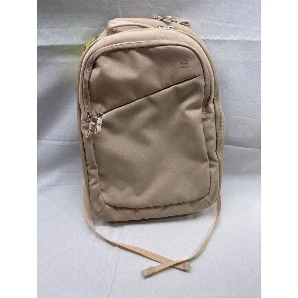 All In Motion Travel Backpack Laptop Bag 17” Beige Water Resistant Carry On NWT